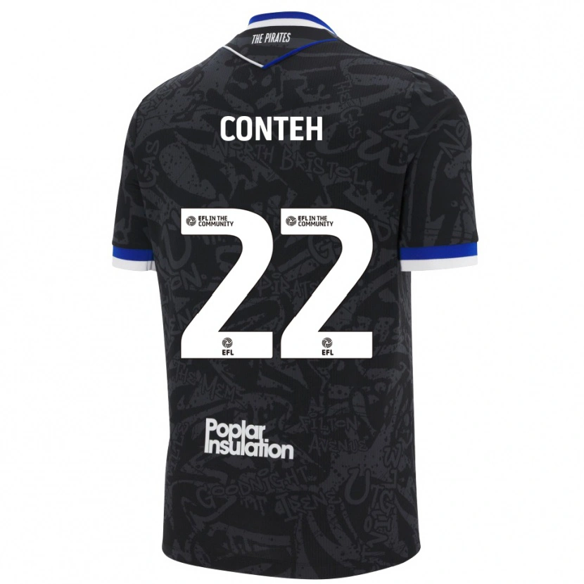 Danxen Men Kamil Conteh #22 Black White Away Jersey 2025/26 T-Shirt