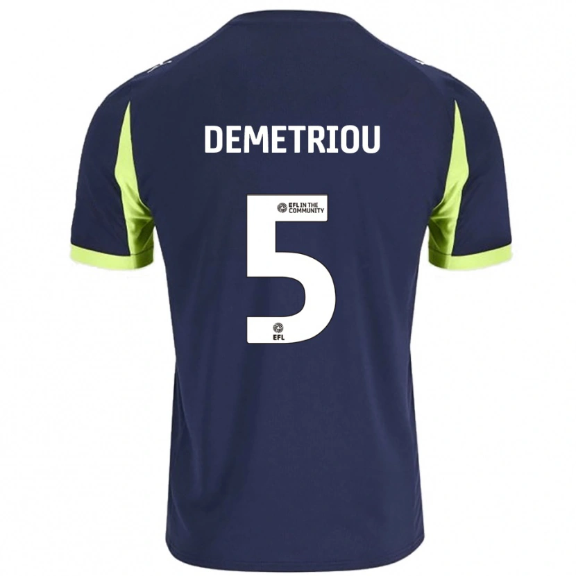 Danxen Men Mickey Demetriou #5 Navy Fluorescent Green Away Jersey 2025/26 T-Shirt