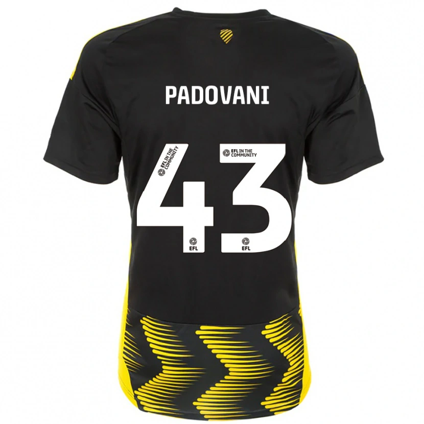 Danxen Men Bruno Padovani #43 Black Yellow Away Jersey 2025/26 T-Shirt