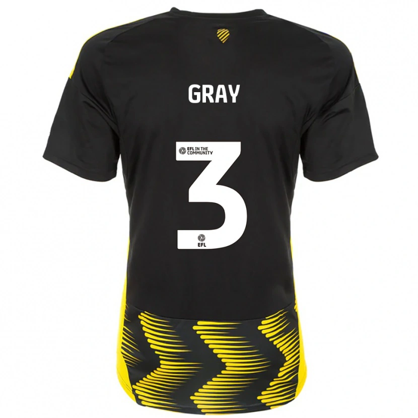 Danxen Men Rebecca Gray #3 Black Yellow Away Jersey 2025/26 T-Shirt