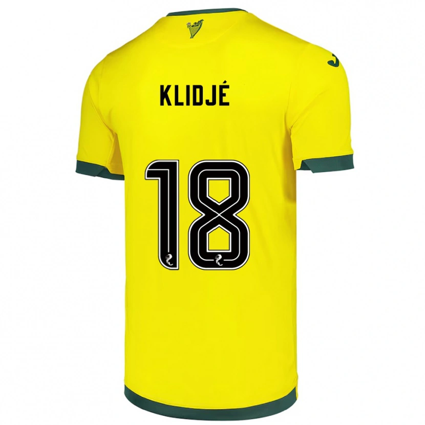 Danxen Men Thibault Klidjé #18 Yellow Green Away Jersey 2025/26 T-Shirt