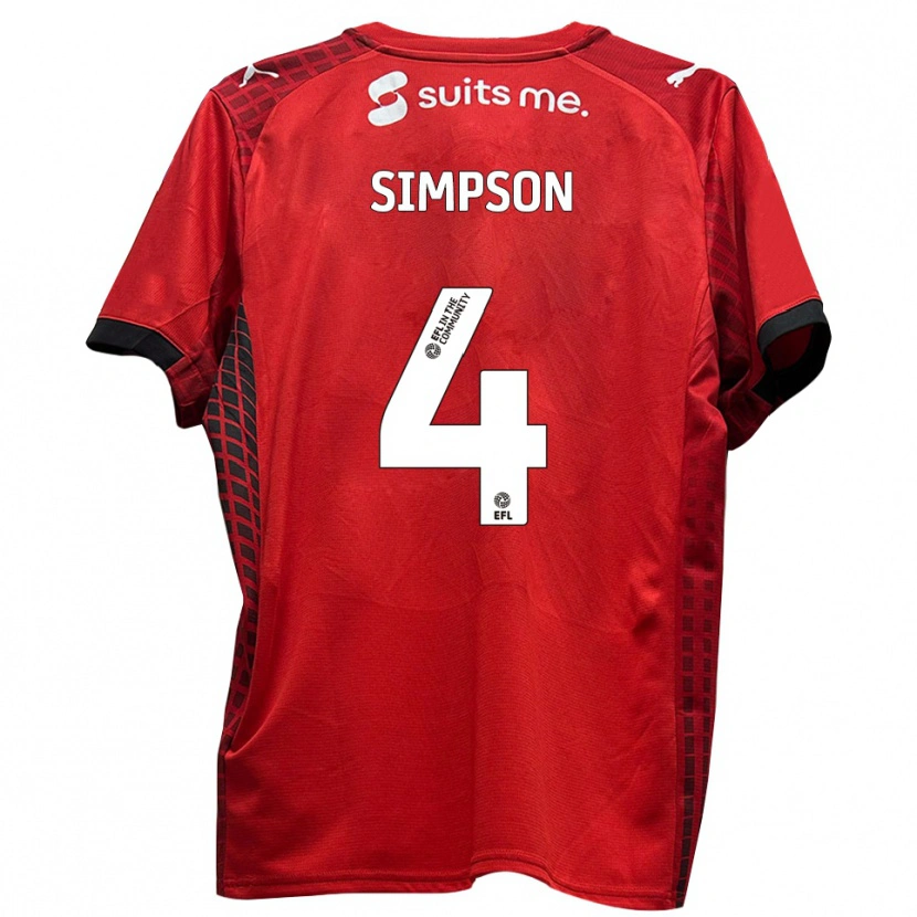 Danxen Women Jack Simpson #4 Red Black Home Jersey 2025/26 T-Shirt