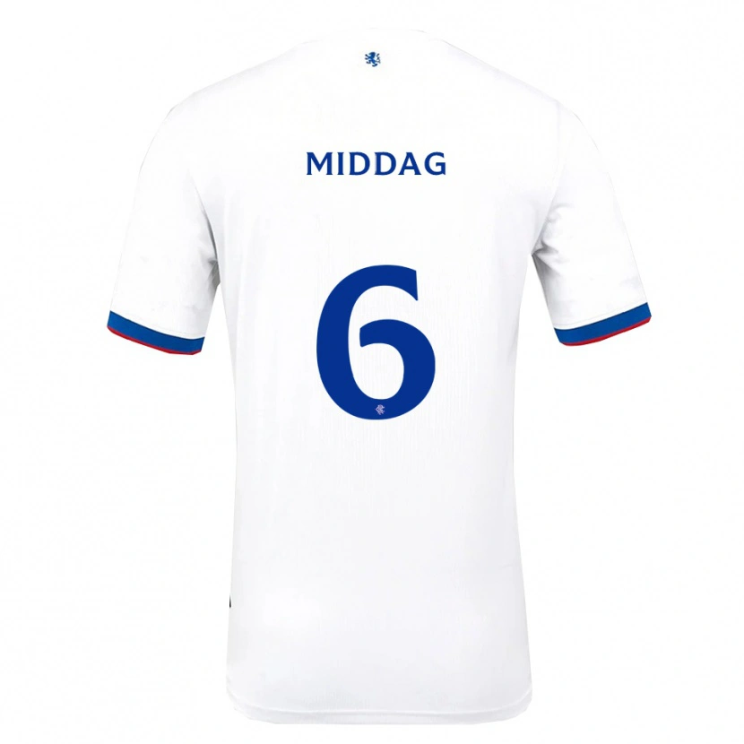 Danxen Women Tessel Middag #6 White Red Blue Away Jersey 2025/26 T-Shirt