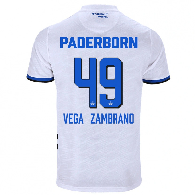 Danxen Kid Joel Vega Zambrano #49 White Blue Away Jersey 2025/26 T-Shirt