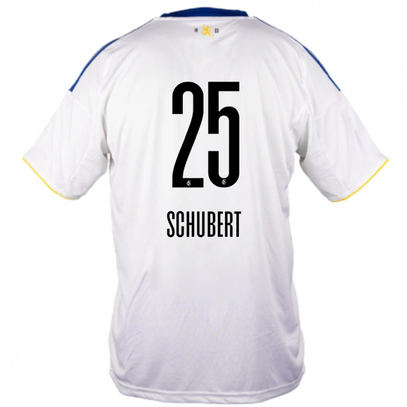 Danxen Kid Leonardo Schubert #25 White Blue Yellow Away Jersey 2025/26 T-Shirt