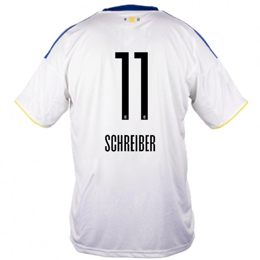 Danxen Kid Colin Schreiber #11 White Blue Yellow Away Jersey 2025/26 T-Shirt