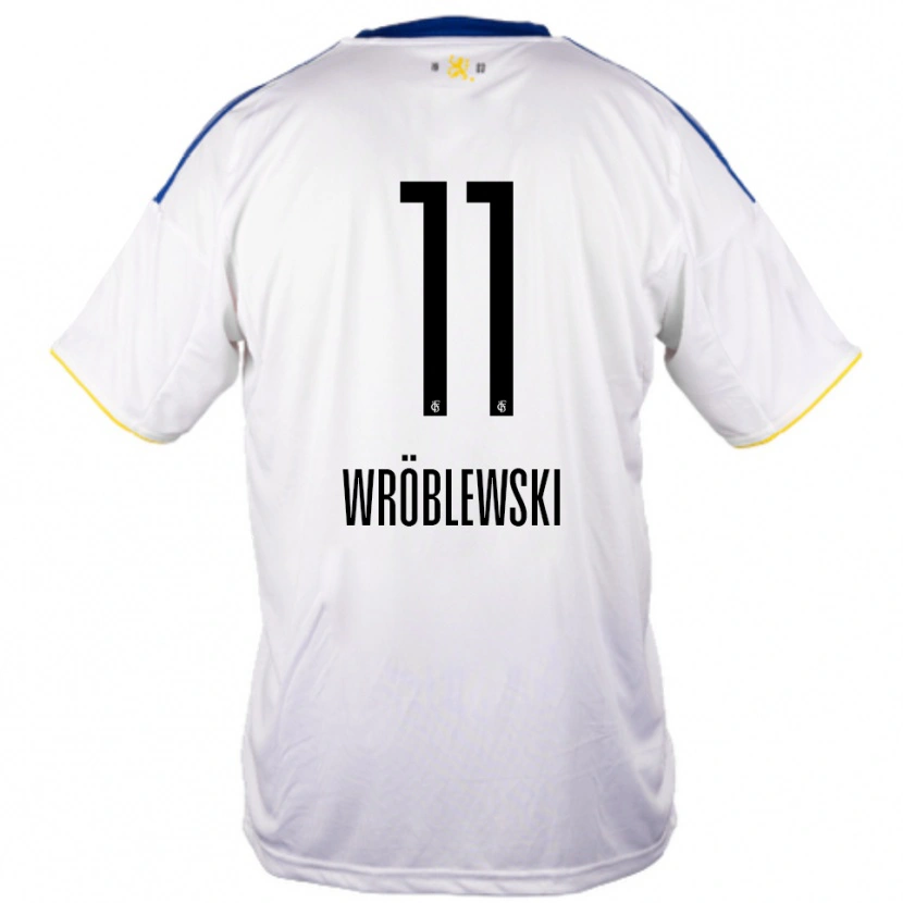 Danxen Kid Lukas Wröblewski #11 White Blue Yellow Away Jersey 2025/26 T-Shirt