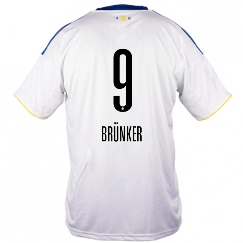 Danxen Kid Kai Brünker #9 White Blue Yellow Away Jersey 2025/26 T-Shirt