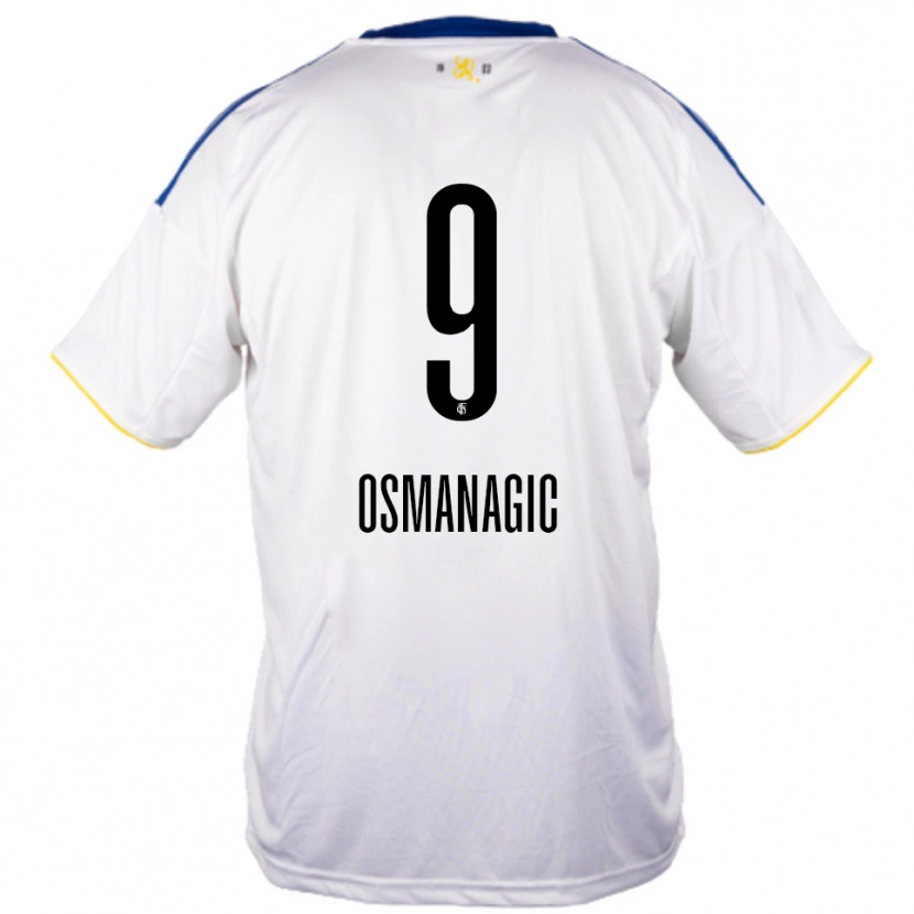 Danxen Kid Zinedin Osmanagic #9 White Blue Yellow Away Jersey 2025/26 T-Shirt