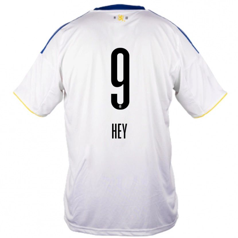 Danxen Kid Janis Hey #9 White Blue Yellow Away Jersey 2025/26 T-Shirt