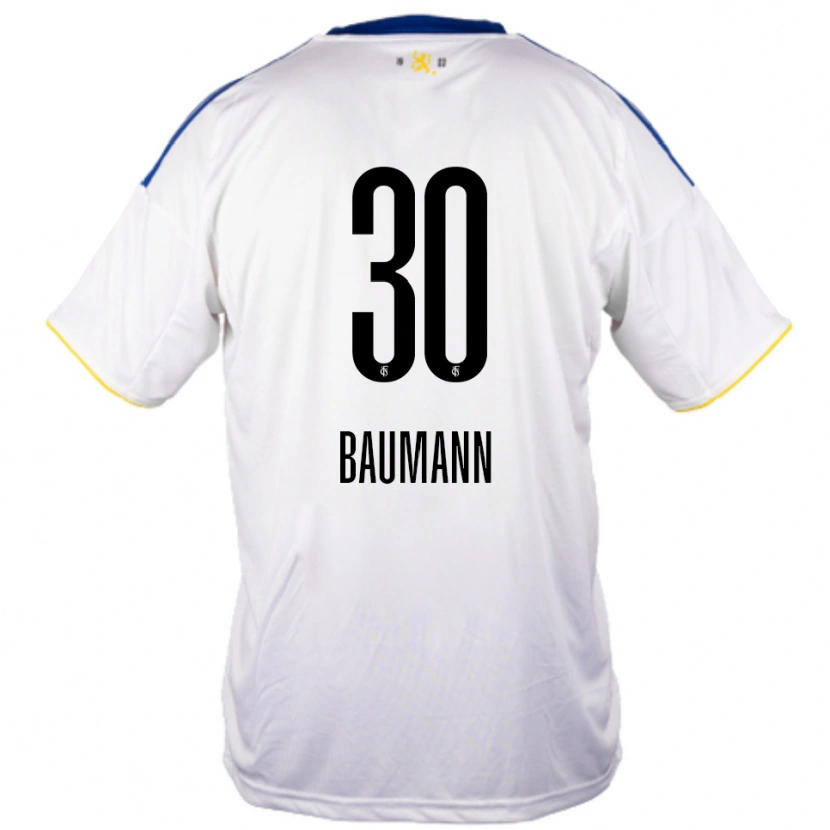 Danxen Kid Dominic Baumann #30 White Blue Yellow Away Jersey 2025/26 T-Shirt