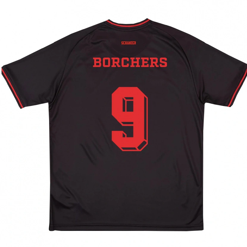 Danxen Kid Mads Borchers #9 Black Red White Away Jersey 2025/26 T-Shirt