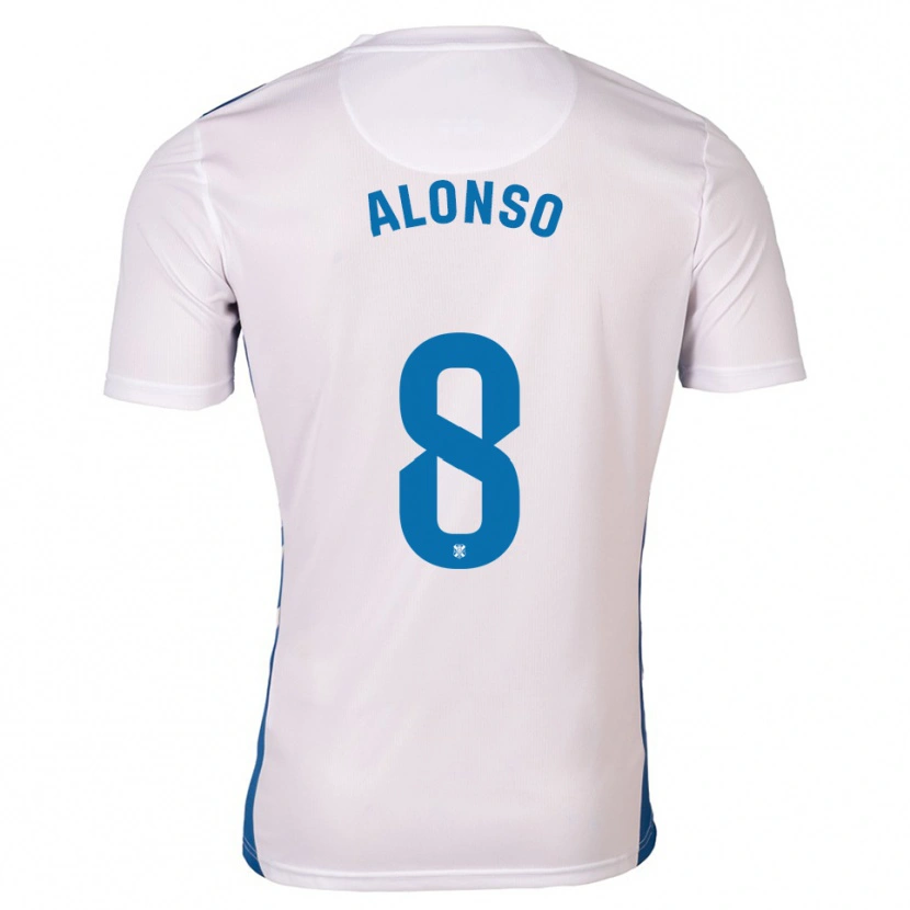 Danxen Men Javi Alonso #8 White Blue Home Jersey 2025/26 T-Shirt