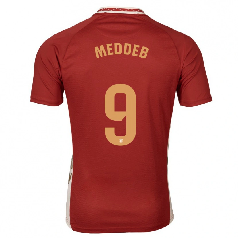 Danxen Men Walid Meddeb #9 Burgundy Gold Away Jersey 2025/26 T-Shirt
