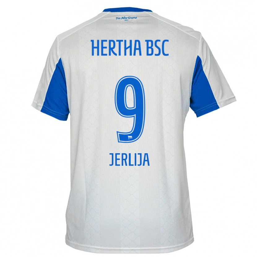 Danxen Men Leotrim Jerlija #9 White Blue Away Jersey 2025/26 T-Shirt