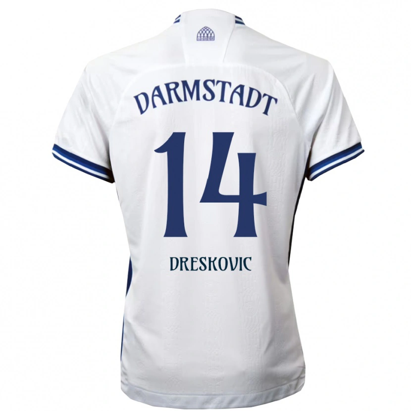 Danxen Men Meldin Dreskovic #14 White Blue Away Jersey 2025/26 T-Shirt