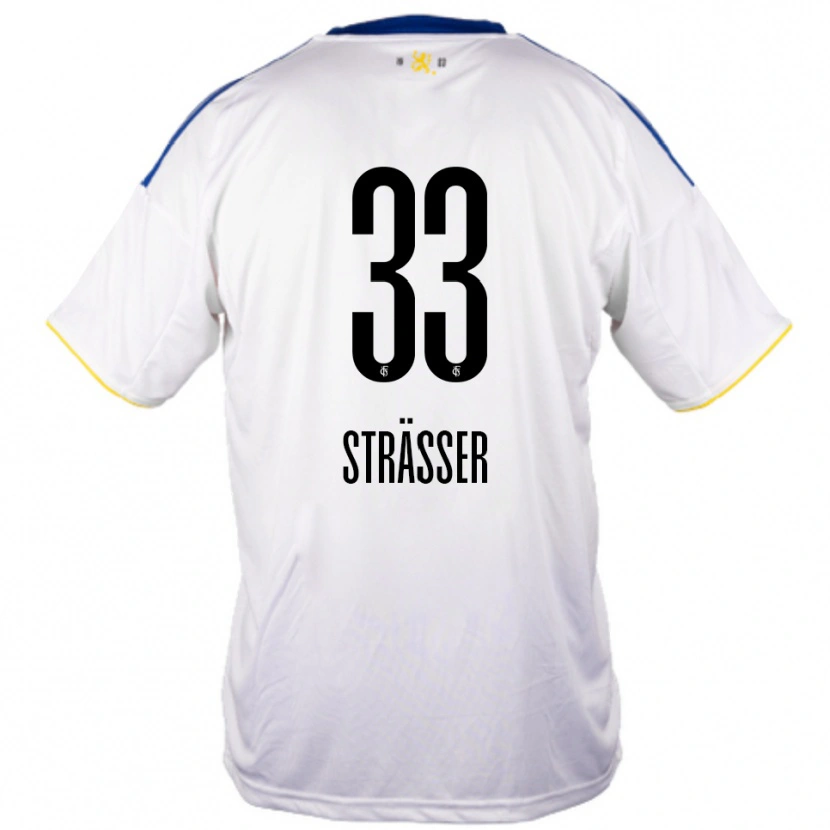 Danxen Men Jannick Strässer #33 White Blue Yellow Away Jersey 2025/26 T-Shirt