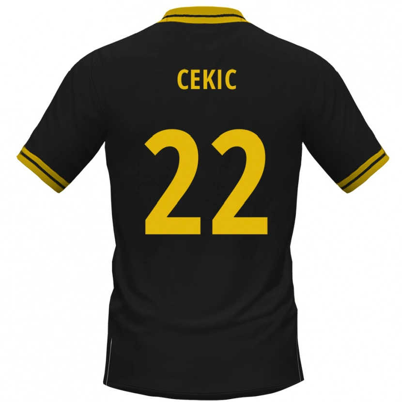 Danxen Men Adnan Cekic #22 Black Yellow Away Jersey 2025/26 T-Shirt