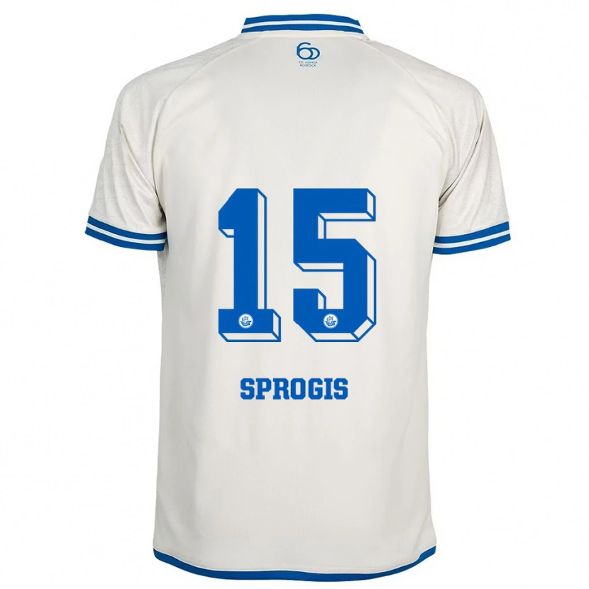 Danxen Men Felikss Sprogis #15 White Blue Away Jersey 2025/26 T-Shirt