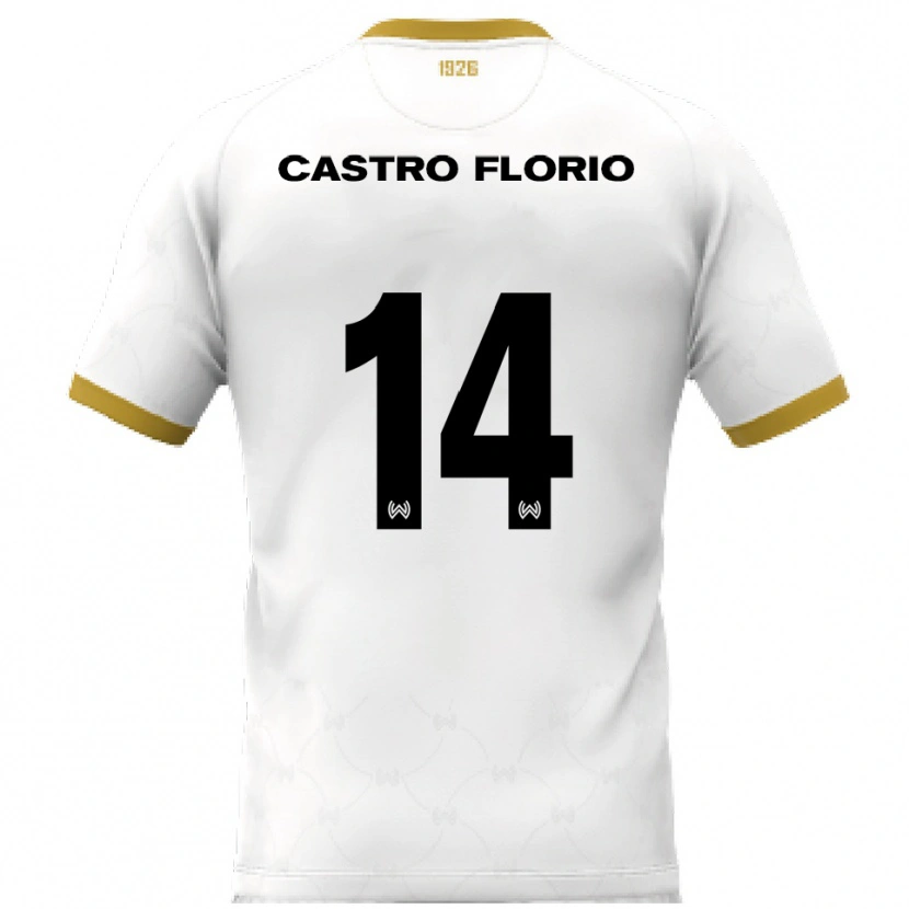 Danxen Men Giancarlo Castro Florio #14 White Gold Away Jersey 2025/26 T-Shirt
