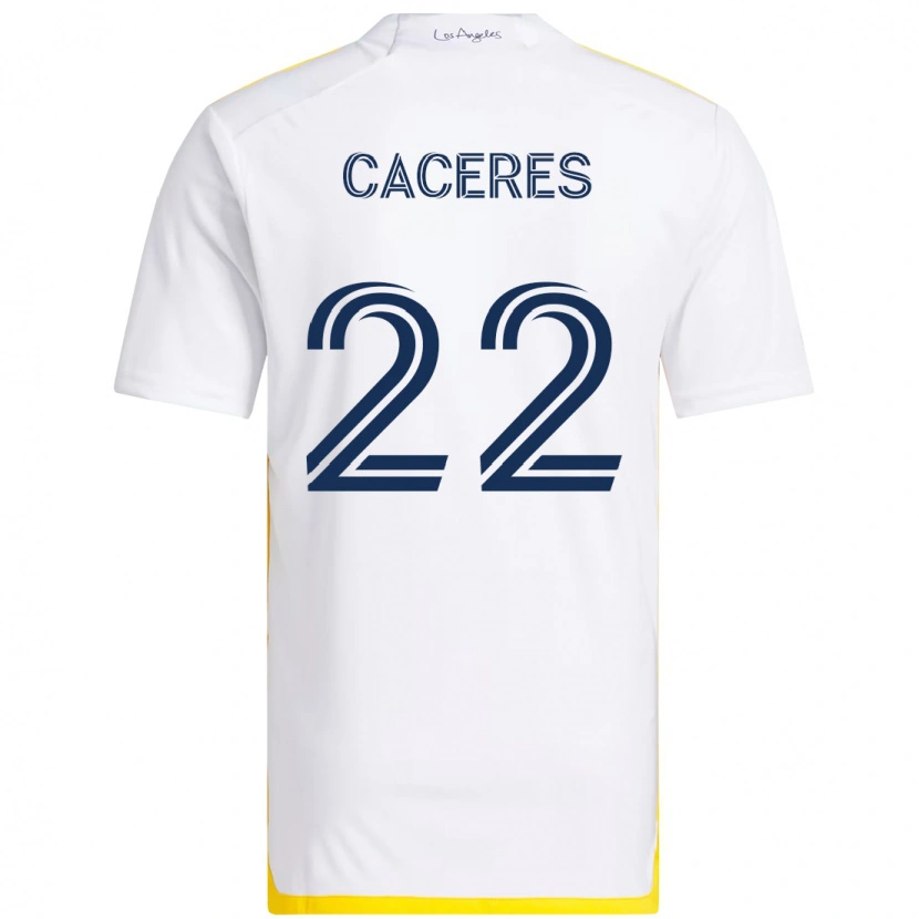 Danxen Kid Martín Cáceres #22 White Yellow Home Jersey 2025/26 T-Shirt