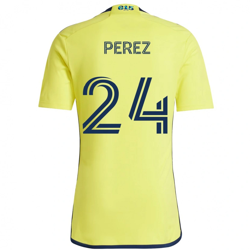 Danxen Kid Jonathan Pérez #24 Yellow Navy Blue Home Jersey 2025/26 T-Shirt