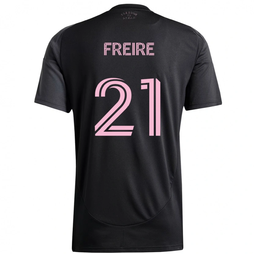 Danxen Kid Nicolas Freire #21 Black Pink Away Jersey 2025/26 T-Shirt