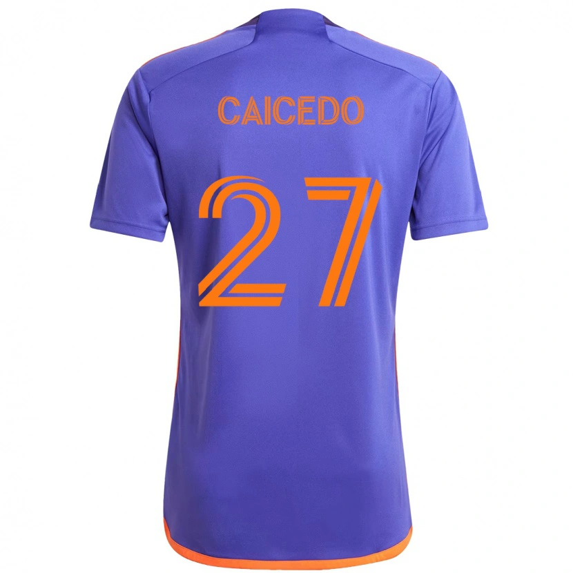 Danxen Kid Luis Caicedo #27 Purple  Orange Away Jersey 2025/26 T-Shirt