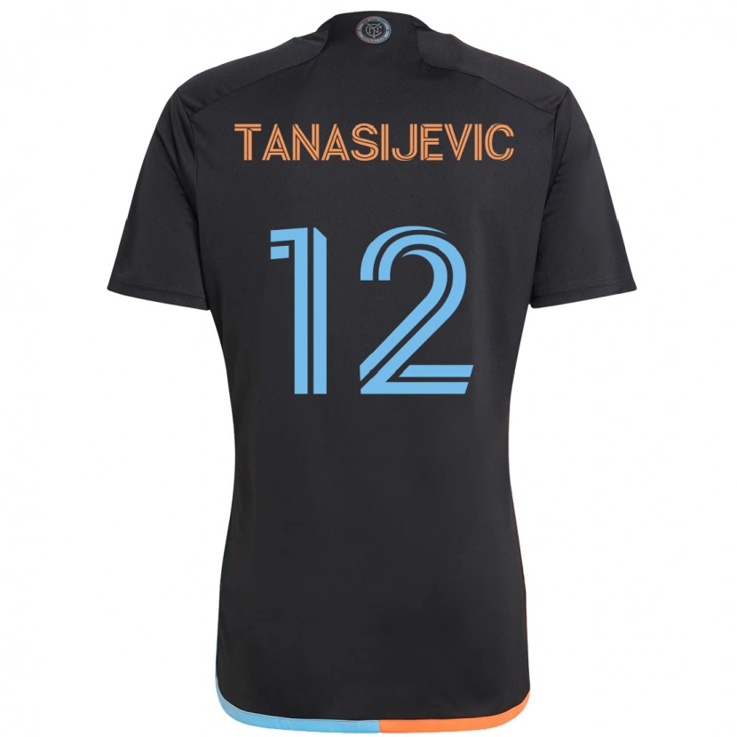 Danxen Kid Strahinja Tanasijević #12 Black Blue Orange Away Jersey 2025/26 T-Shirt