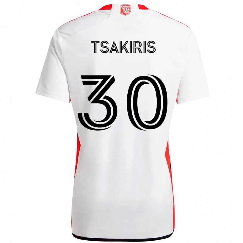 Danxen Kid Niko Tsakiris #30 White Red Away Jersey 2025/26 T-Shirt