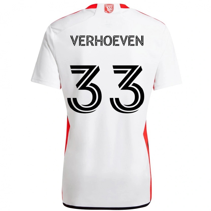 Danxen Kid Oscar Verhoeven #33 White Red Away Jersey 2025/26 T-Shirt