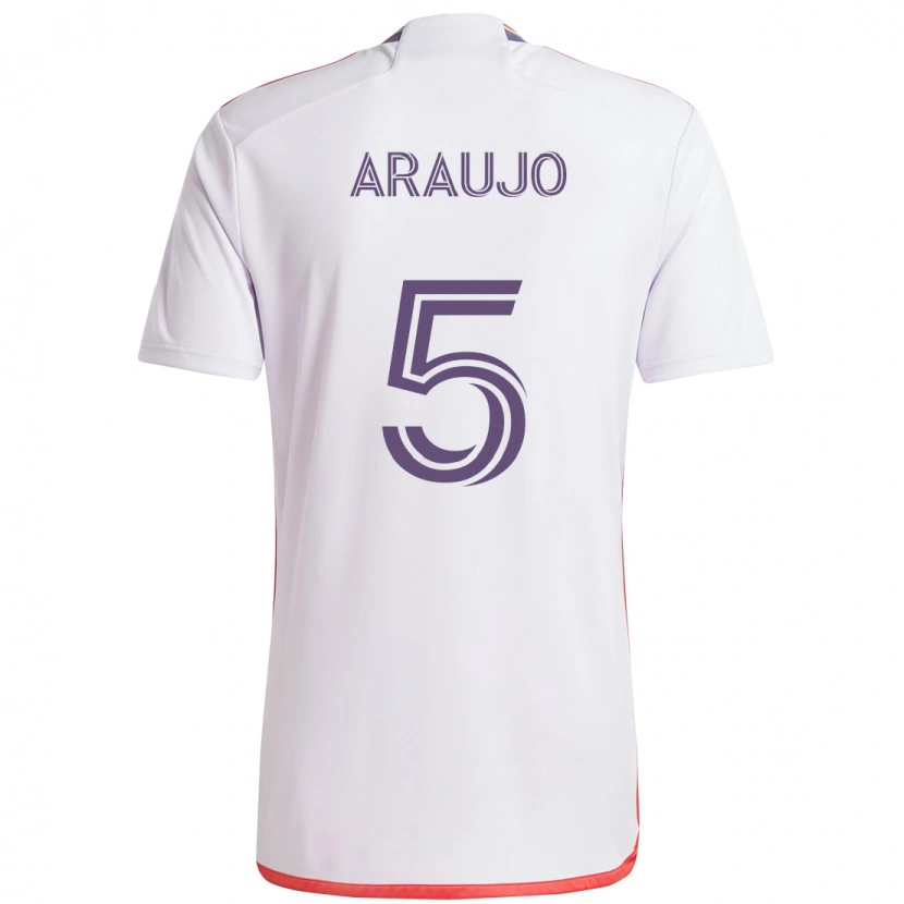 Danxen Kid César Araújo #5 White Purple Away Jersey 2025/26 T-Shirt