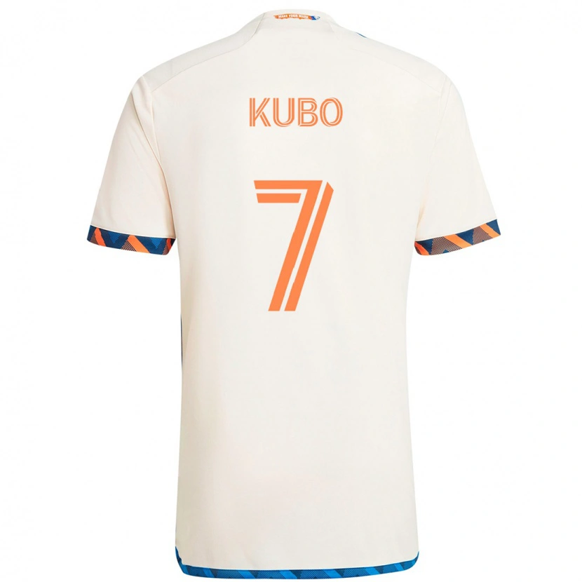 Danxen Kid Yuya Kubo #7 White Blue Orange Away Jersey 2025/26 T-Shirt