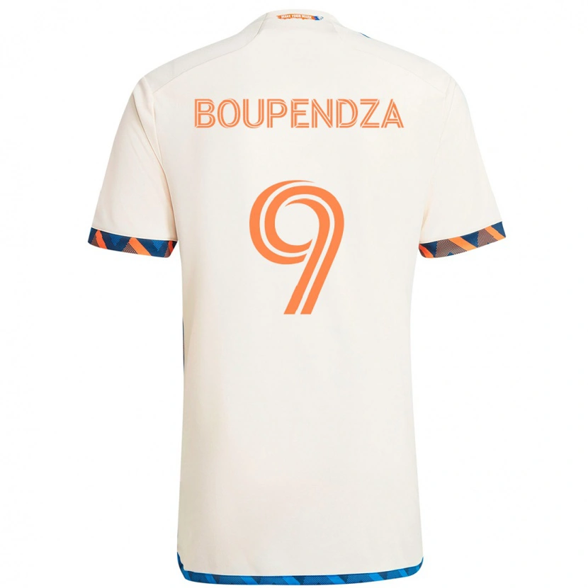 Danxen Kid Aaron Boupendza #9 White Blue Orange Away Jersey 2025/26 T-Shirt
