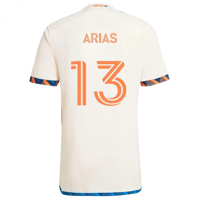 Danxen Kid Santiago Arias #13 White Blue Orange Away Jersey 2025/26 T-Shirt