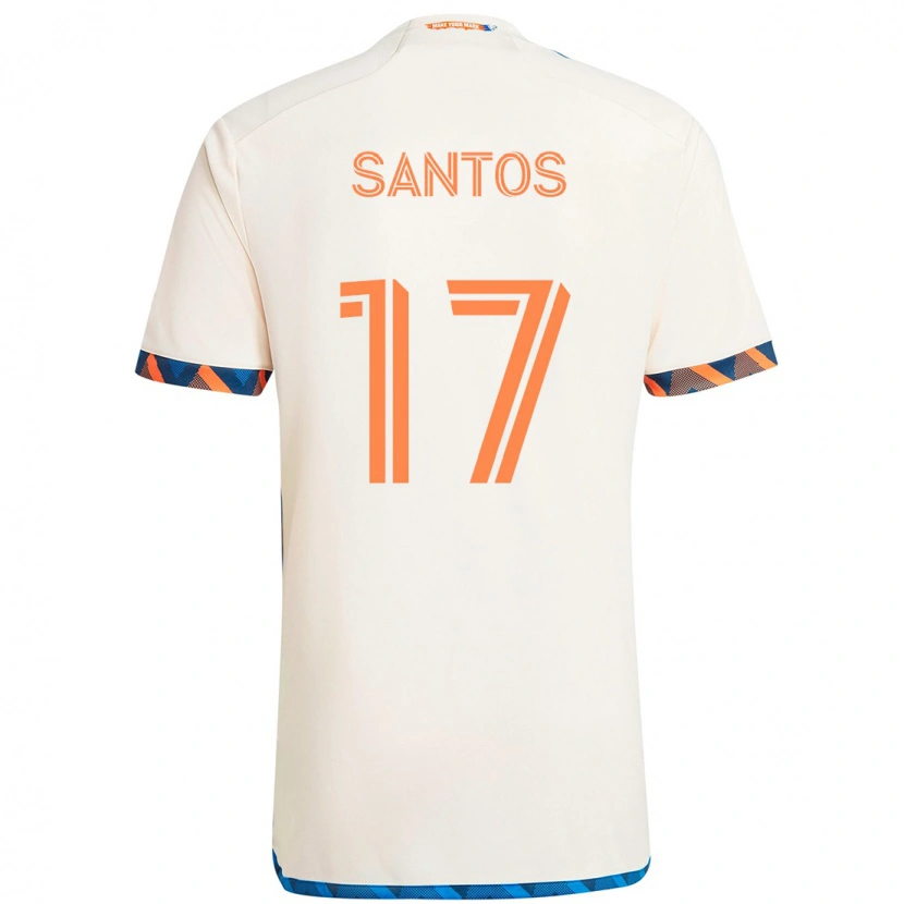 Danxen Kid Sergio Santos #17 White Blue Orange Away Jersey 2025/26 T-Shirt