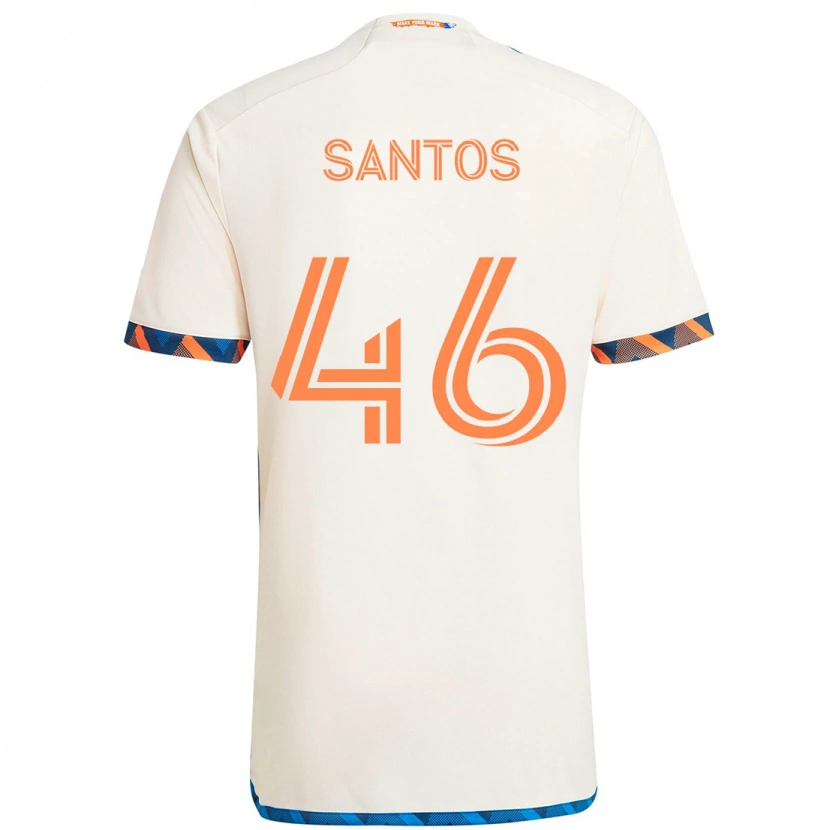 Danxen Kid Guilherme Santos #46 White Blue Orange Away Jersey 2025/26 T-Shirt