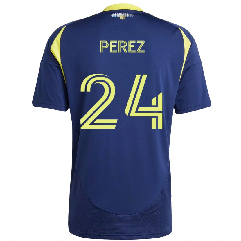 Danxen Kid Jonathan Pérez #24 Navy Blue Yellow Away Jersey 2025/26 T-Shirt