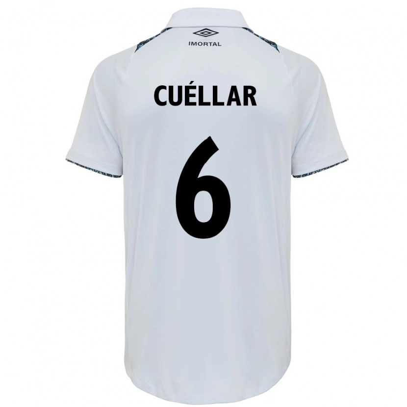 Danxen Kid Gustavo Cuéllar #6 White Blue Away Jersey 2025/26 T-Shirt
