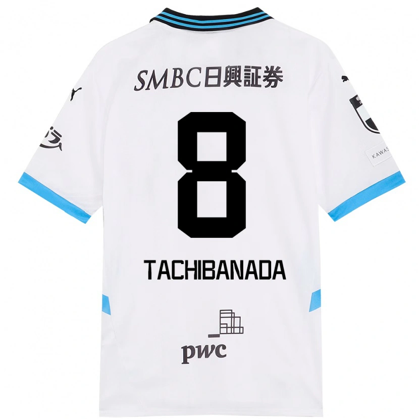 Danxen Kid Kento Tachibanada #8 White Sky Blue Away Jersey 2025/26 T-Shirt