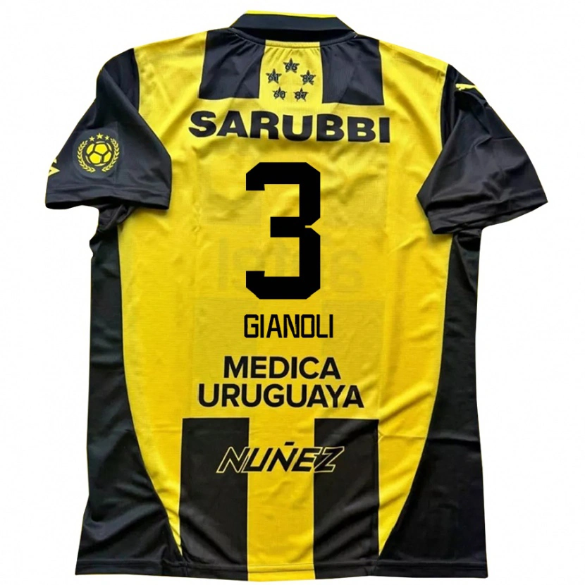 Danxen Men Martín Gianoli #3 Yellow Black Home Jersey 2025/26 T-Shirt