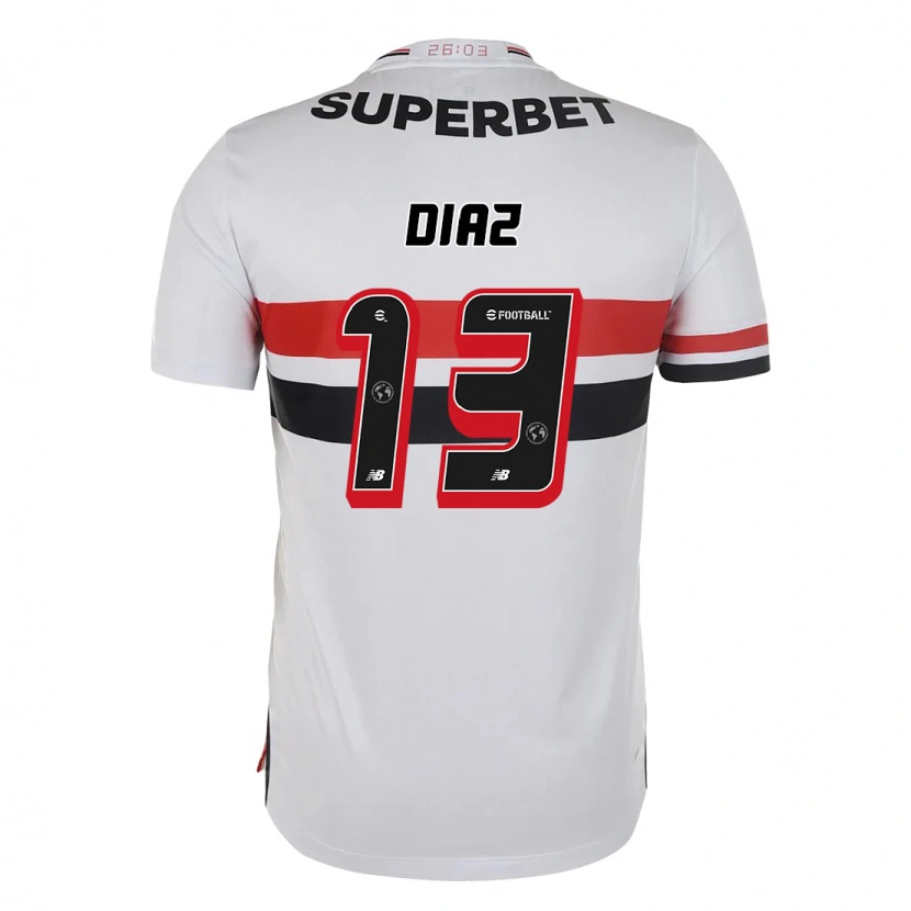 Danxen Men Enzo Díaz #13 Red Black White Home Jersey 2025/26 T-Shirt