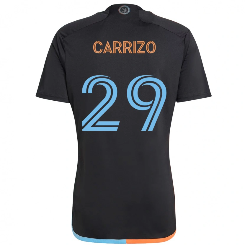 Danxen Men Máximo Carrizo #29 Black Blue Orange Away Jersey 2025/26 T-Shirt