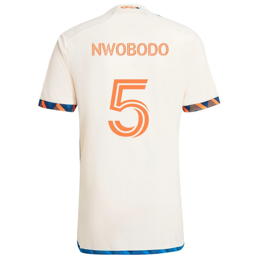 Danxen Men Obinna Nwobodo #5 White Blue Orange Away Jersey 2025/26 T-Shirt