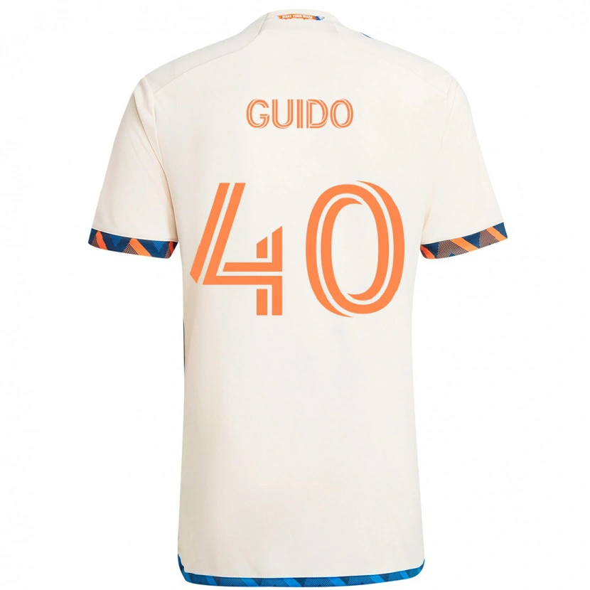 Danxen Men Alejandro Guido #40 White Blue Orange Away Jersey 2025/26 T-Shirt