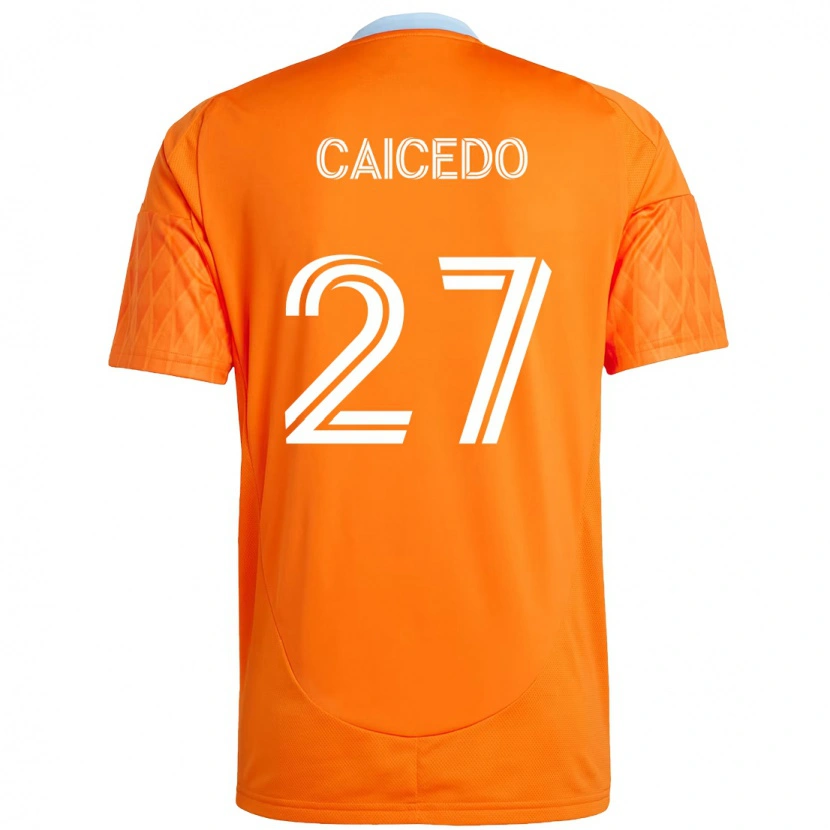 Danxen Women Luis Caicedo #27 Orange White Home Jersey 2025/26 T-Shirt
