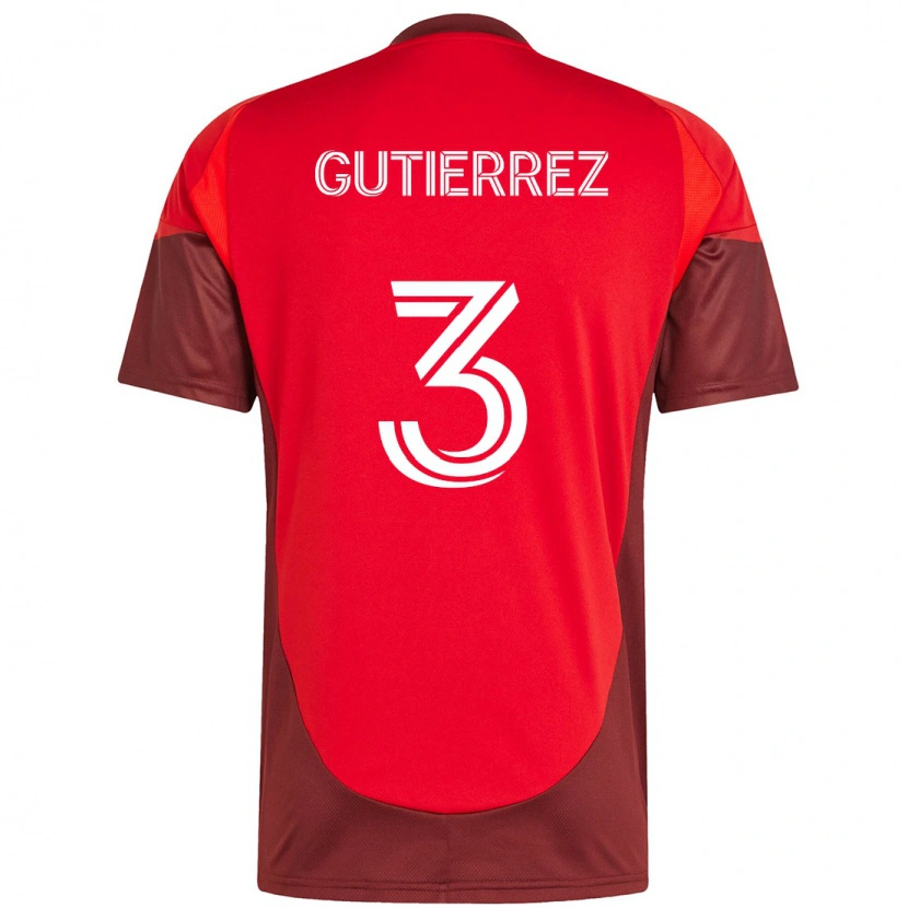 Danxen Women Cristián Gutiérrez #3 Red White Home Jersey 2025/26 T-Shirt
