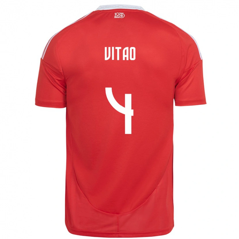 Danxen Women Vitão #4 Red White Home Jersey 2025/26 T-Shirt