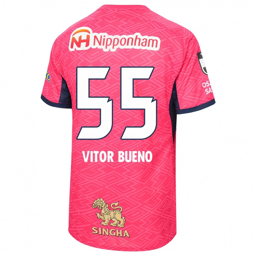 Danxen Women Vitor Bueno #55 Sakura Pink White Home Jersey 2025/26 T-Shirt