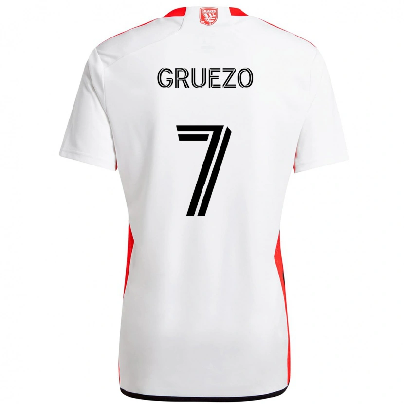 Danxen Women Carlos Gruezo #7 White Red Away Jersey 2025/26 T-Shirt